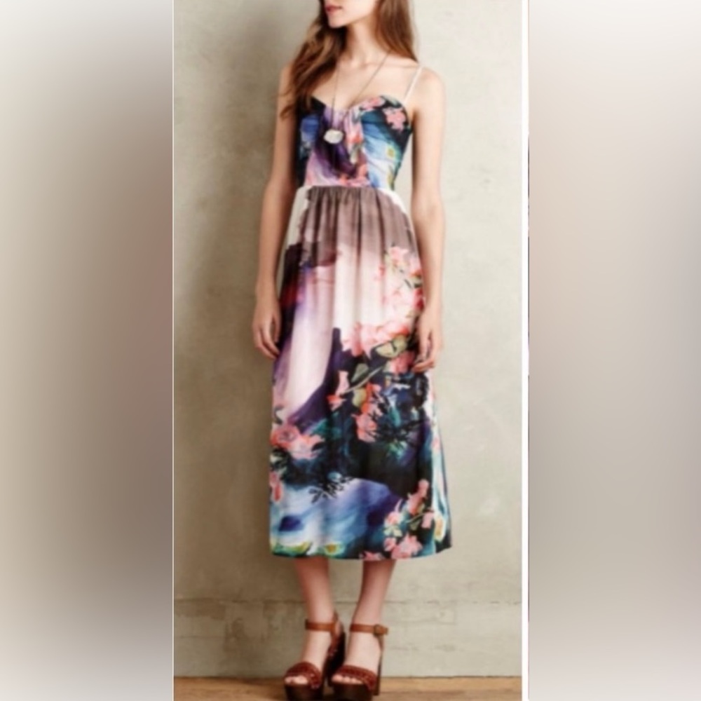 Anthropologie Corey Lynn Carter Multicolor print midi dress Size 8